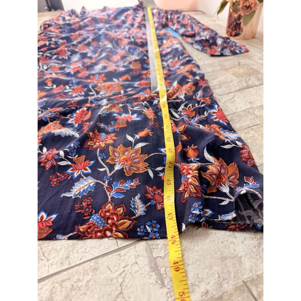 NWT Draper James Womens Midi Dress Sz XL Blue Floral Long Sleeve V Neck Wedding - Picture 9 of 12